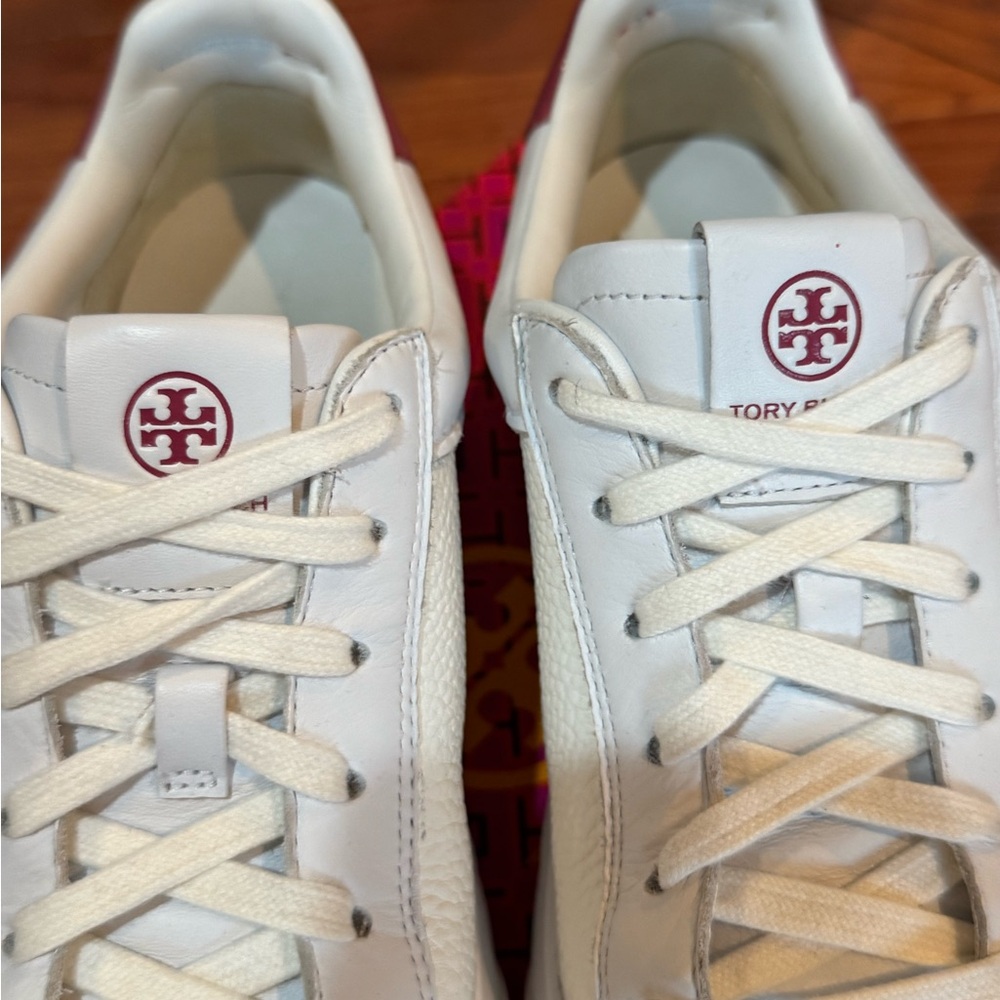 Tory Burch White and Burgundy Sneakers - Picture 5 of 6